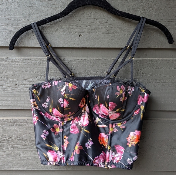 NWOT Victoria's Secret Very Sexy Lightly Lined Bustier Black Floral Size 34B - Picture 1 of 14